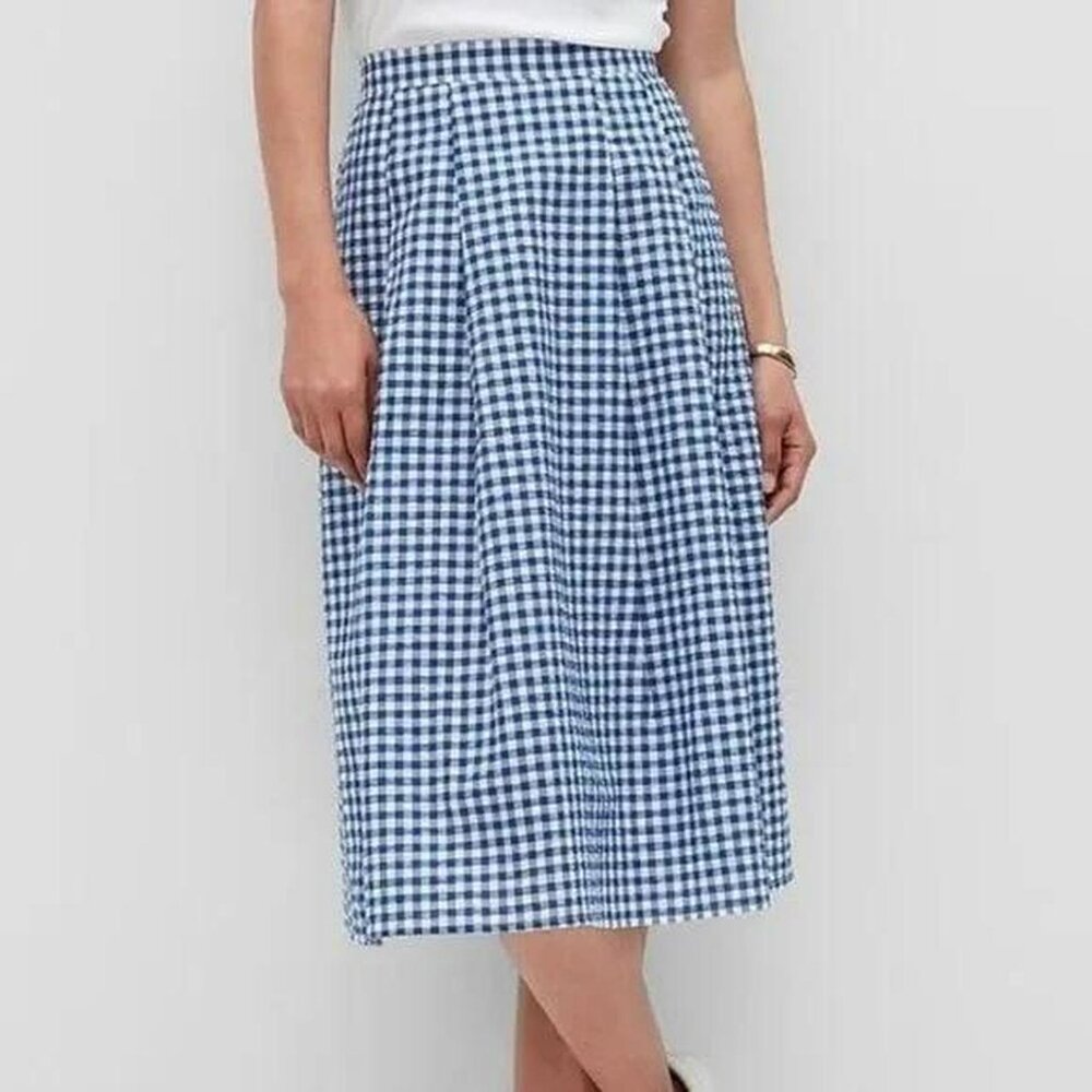 Banana Republic Blue Gingham Midi Skirt Size XS